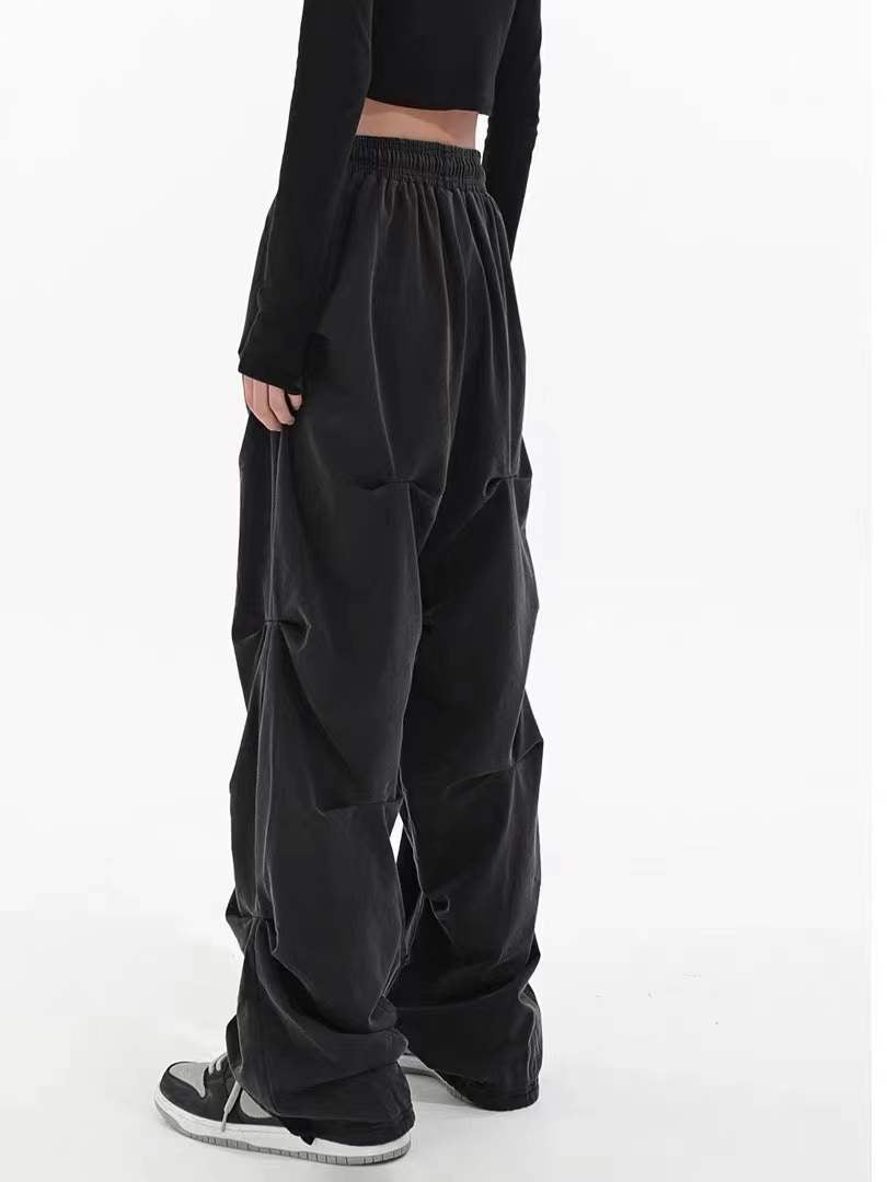 Black Pleated Drawstring Pants