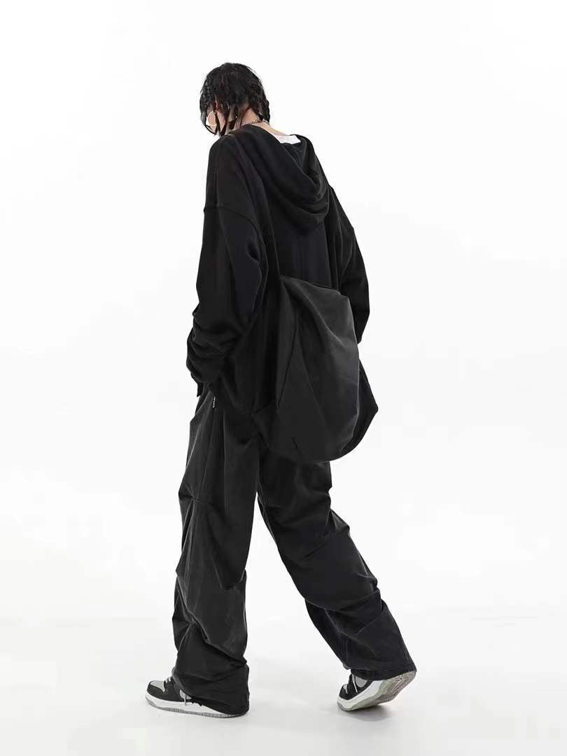 Black Pleated Drawstring Pants